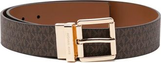 Michael Kors reversible logo belt - women - Calf Leather/PVC - S - Brown