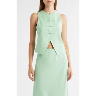 Mango Woven Vest in Pastel Green at Nordstrom Rack, Size Large