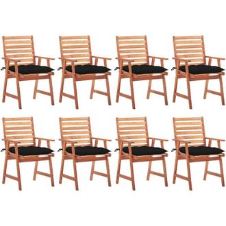 vidaXL Vidaxl - Sillas Comedor De Jard&iacute;n Y Cojines 8 Uds Madera Maciza Acacia