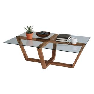 Dmora Dmora - Mesa De Caf&eacute; Vela, Mesa De Centro Baja, Revistero Para Sof&aacute;, Estante De La Sala De Estar, 105x65h35 Cm, Nuez, Con Embalaje Reforzado