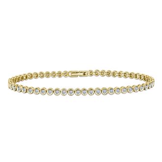 The Diamond Store 1ct Lab Diamond Tennis Bracelet Rub Over Style in 9K Yellow Gold