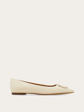 Ferragamo Donna Ballerina maxi Gancini Bianco Taglia 35.5