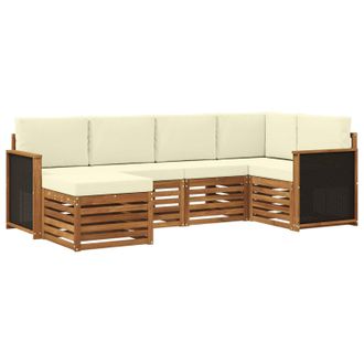 vidaXL Conjunto De Sof&aacute; Seccional Con Coj&iacute;n 5 Pcs Natural Y Crema Vidaxl