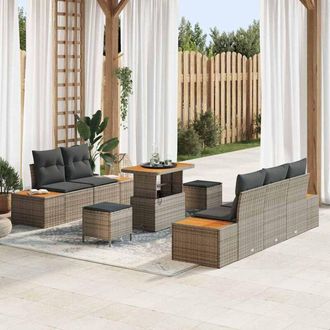 vidaXL Vidaxl - Conjunto De Sof&aacute; De Jard&iacute;n 8 Pcs Gris Claro, Gris Oscuro