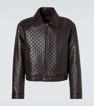 Gucci GG debossed leather blouson jacket