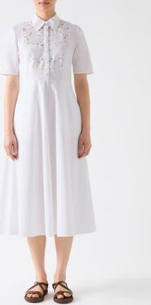 L.k. Bennett Grace Cutwork Cotton Shirtdress in White at Nordstrom Rack, Size 16 Us / 20 Uk