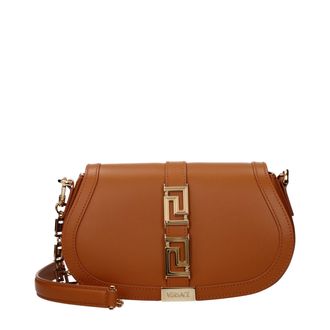Versace Brown Leather Shoulder Womens Bag