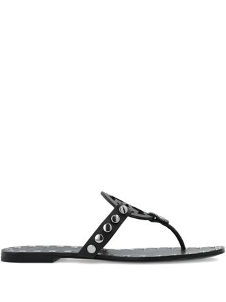 Tory Burch Womens Studded Miller Patent Flat Sandals