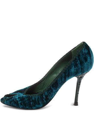 Le Silla Pumps in velluto con punta aperta Pre-owned 100mm - Blu