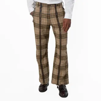 Burberry Mens Check Wool Zip Trousers, Brand Size 46 ( Waist Size 31.1 )