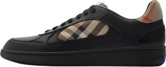 Burberry 26 Leather and Check Terrace Sneakers Black Sand 81086501