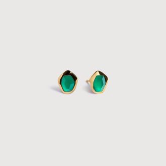 Monica Vinader Gold Odyssey Gemstone Stud Earrings Green Onyx