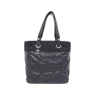Chanel Bolso Tote Pre-owned Paris Biarritz de Lona - Pre-owned - Mujer - Negro - ONE SIZE