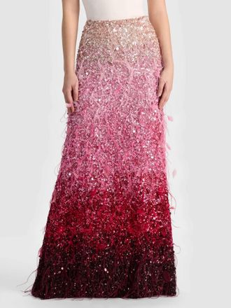 Alice & Olivia Ashton Feathered Skirt In Pink