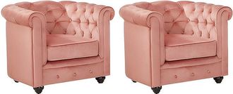 Vente-Unique Lotto di 2 poltrone CHESTERFIELD in velluto Rosa cipira