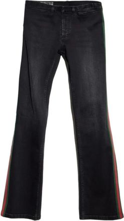 Gucci Cotton denim Trousers with Web - male - Gucci - Flare Jeans - Black - W31 - Jeans