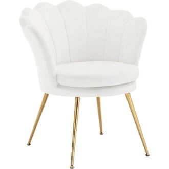 Woltu Woltu - Modern Petal-shaped Back Velvet Accent Chair Upholstered Armchair, White