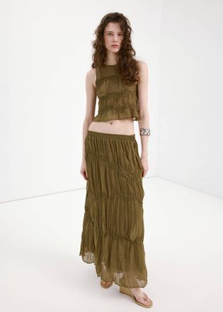 Mango Top crop drappeggiato marrone - Donna - S - MANGO