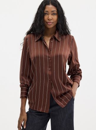 Contemporaine Womens Satiny banker-stripe shirt