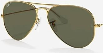 Ray-Ban Mens Aviator Sunglasses In Arista Gold Frame, Green Lenses