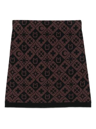 Nanushka geometric-pattern mini skirt - women - Polyester/Recycled Viscose - S - Brown