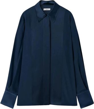 Joseph Childs Zijden Satijnen Blouse - Dames - Overhemden - Blauw - M - Satijn - Overhemden
