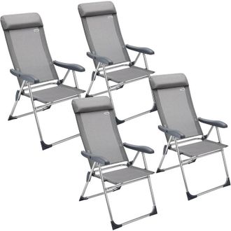 No Brand Casaria 2x/4x Aluminium High Back Folding Garden Chairs Lightweight 7-Way Adjustable Backrest Armchairs Set Padded Headrest Patio Balcony Camping