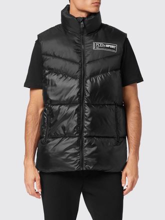 Plein Sport Gilet imbottito in nylon trapuntato con collo alto e logo