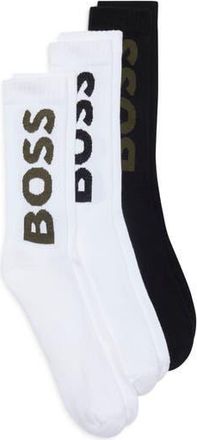 BOSS 3-Pack Logo Ribbed Crew Socks in Open Miscellaneous at Nordstrom Rack, Size 7-13