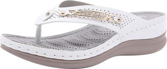 Generic Flip Flops Womens Leather Flip Flops Women 39 with Glitter, Thick Soles, Wedge Heel, Beach Shoes, Hollow Slippers, Summer Open Shower Shoes, Lightweig