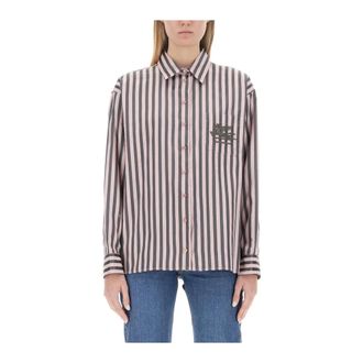 Etro Etro, Shirts, female, Pink, Size: M Striped Button-Up Shirt with Logo Detail