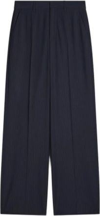 Vanessa Bruno Wollen broek met fijn streepdessin - Dames - Broeken - Blauw - Maat: 2XS Wol