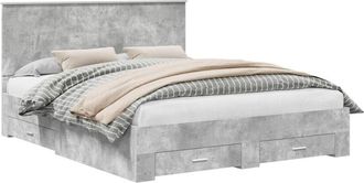 vidaXL Bed Frame Concrete Grey 160 x 200 cm Engineered Wood vidaXL
