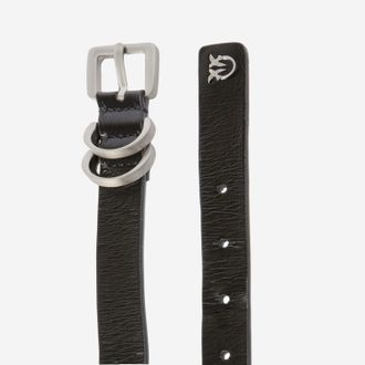 Pinko Womens Leather Belt With Logo Black