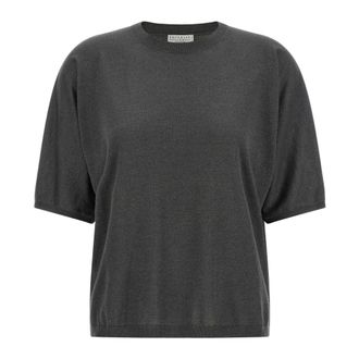 Brunello Cucinelli Knitwear - female - Brunello Cucinelli - T-Shirts - Gray - XS - Tops