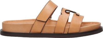 Tory Burch Double T Sport Slide - Dames - Sandalen - Bruin - 35 EU - Leer - Schoenen