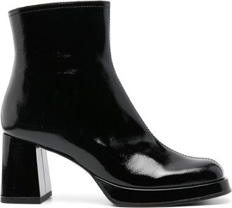Chie Mihara Kentin 80mm leather ankle boots - women - Patent Calf Leather/Calf Leather/Calf Leather/Rubber - 37 1/2 - Black