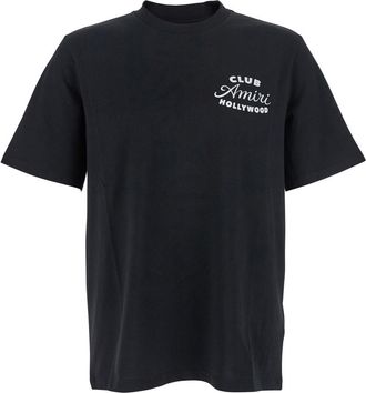 Amiri Black Crewneck T-shirt With Logo Lettering On The Front And Maxi Logo Print On The Rear In Cotton Man