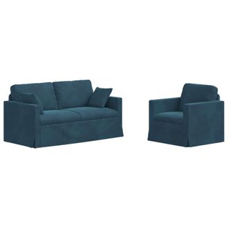 vidaXL Set Di Divani 2 Pz Blu Velluto Vidaxl