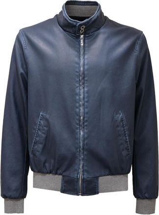 Freedomday Eco-lederen jas Alex Model Katoenen Voering - Heren - Leren en Su&egrave;de Jassen - Blauw - S - Katoen - Jassen