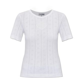 Ganni T-Shirts, female, White, Size: XS Top with a patch