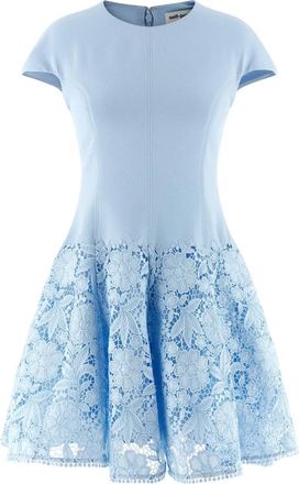 Self Portrait Crepe Lace Mini Dress - Dames - Feestkleedjes - Blauw - XS - Leer - Kleedjes