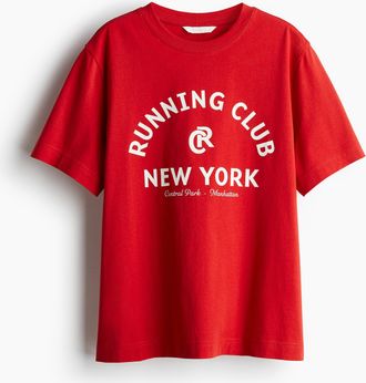 H&M T-Shirt mit Print - Rot/Running Club