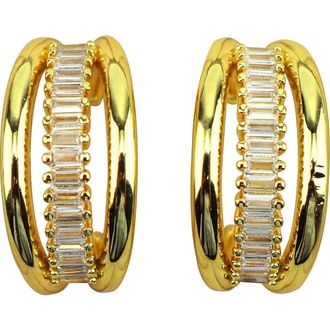 Panacea Baguette Crystal Hoop Earrings in Gold at Nordstrom Rack