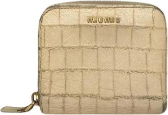 Miu Miu Pre-owned Lederen Portemonnee - Dames - Vintage Accessoires - Beige - ONE Size - Leer - Vintage