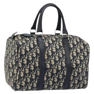 Dior Pre-owned Handbags, female, Blue, Size: ONE SIZE Pre-owned Trotter Canvas Boston Bag