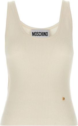 Moschino Knit Tank Top Golden M - Dames - Tops zonder mouwen - Wit - M - Wol - Tops