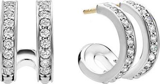 Lagos Caviar Spark Linear Diamond Double Row Hoop Earrings in Silver at Nordstrom