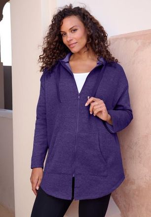 Roaman's Fleece Zip Hoodie Sweatshirt in Midnight Violet at Nordstrom, Size Small