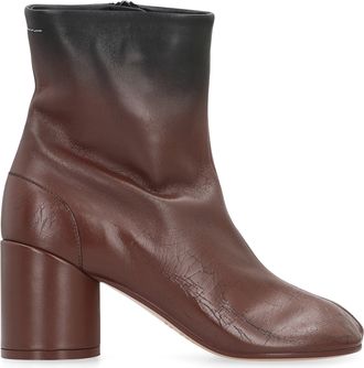 Maison Margiela Womens Leather Ankle Boots With Vintage Effect Brown Ovine